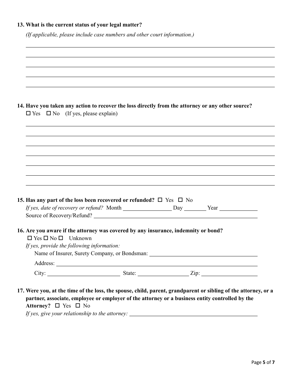 Application for Reimbursement - Lawyers Fund for Client Protection - Ohio, Page 5