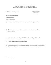 Form SA:4.0 Statement of Applicant - Ohio