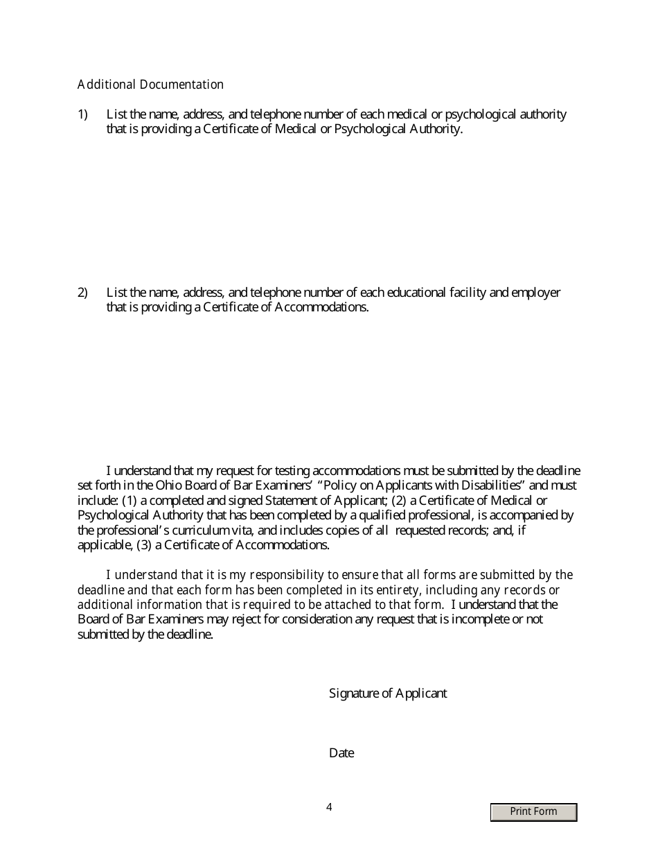 Form SA:4.0 Statement of Applicant - Ohio, Page 4