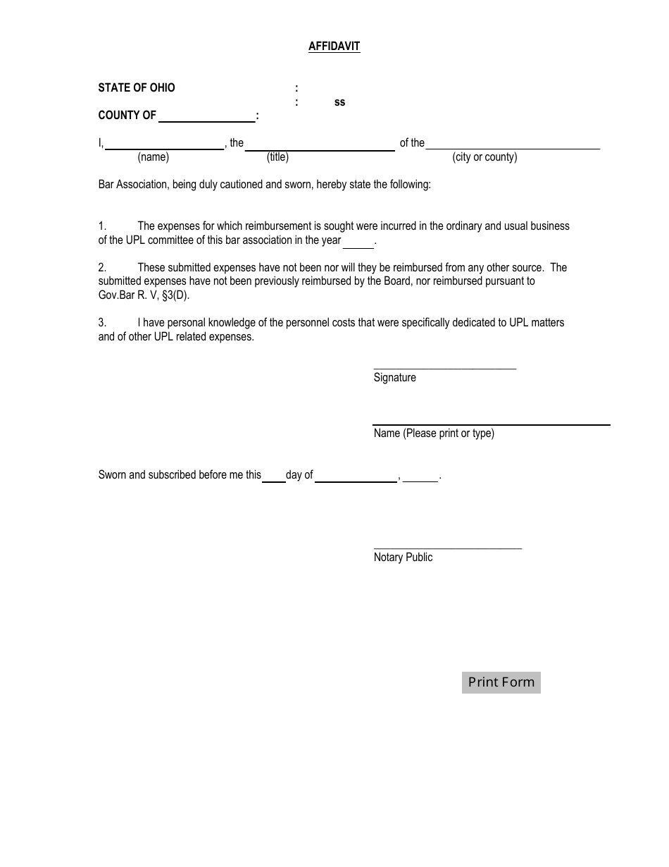Certification of Annual Expenses for Reimbursement to a Upl Committee and Fourth Quarter Personnel Costs Per Gov.bar R. VII, Under Gov.bar R. VII, 5(C) - Ohio, Page 6