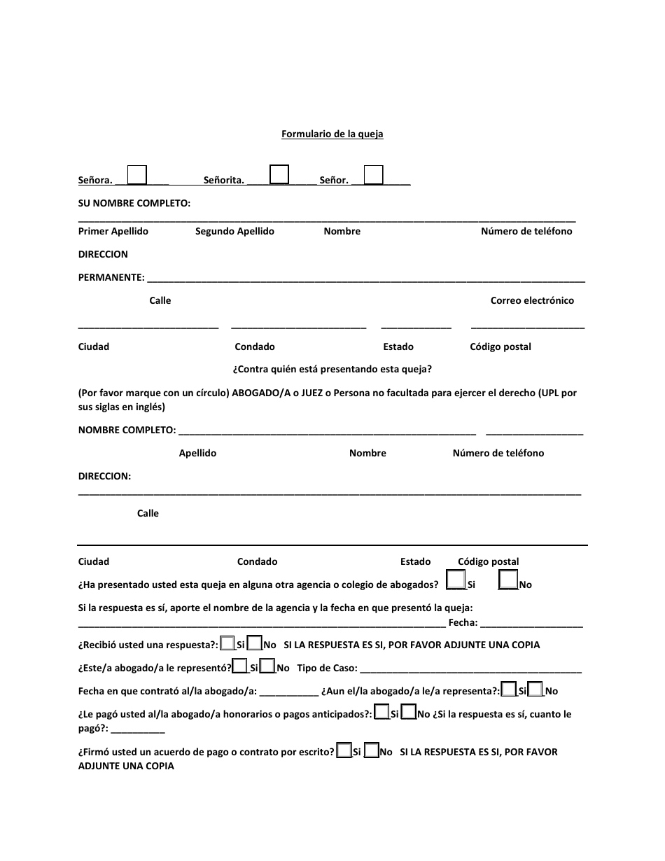 Formulario De La Queja - Ohio (Spanish), Page 3