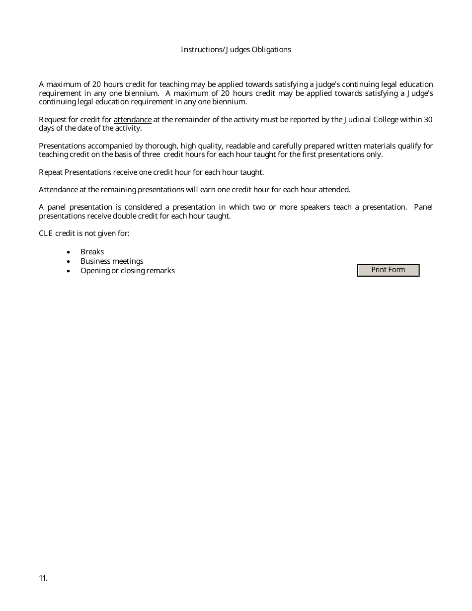 CCLE Form 26 Request for Credit for Teaching at an Approved Judicial College Activity - Ohio, Page 2