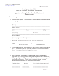 Document preview: CCLE Form 9(B) Application for Exemption From Educational Requirements Illness or Disability - Ohio