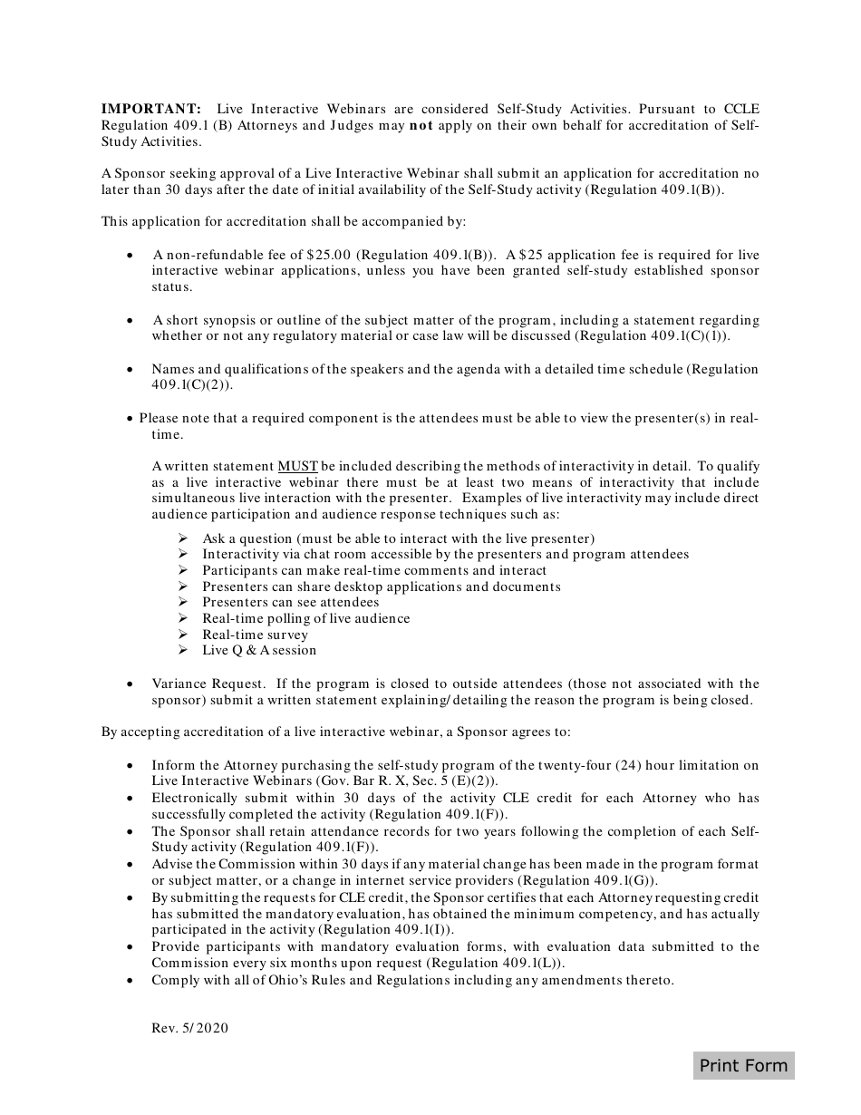 CCLE Form 32 New Lawyers Training Request for Accreditation Live Interactive Webinar - Ohio, Page 2