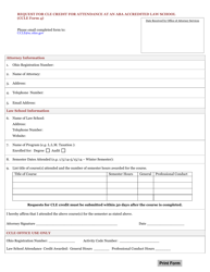 Document preview: CCLE Form 4 Request for Cle Credit for Attendance at an Aba Accredited Law School - Ohio