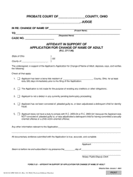 Document preview: Form 21.01 (SCO-CLC-PBT0021.01) Affidavit in Support of Application for Change of Name of Adult - Ohio