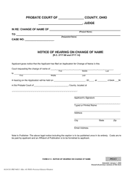Document preview: Form 21.5 (SCO-CLC-PBT0021.5) Notice of Hearing on Change of Name - Ohio