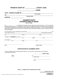 Document preview: Form 21.3 (SCO-CLC-PBT0021.3) Judgment Entry Changing Name of Minor - Ohio