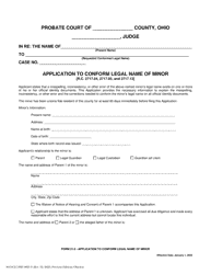 Document preview: Form 21.9 (SCO-CLC-PBT0021.9) Application to Conform Legal Name of Minor - Ohio