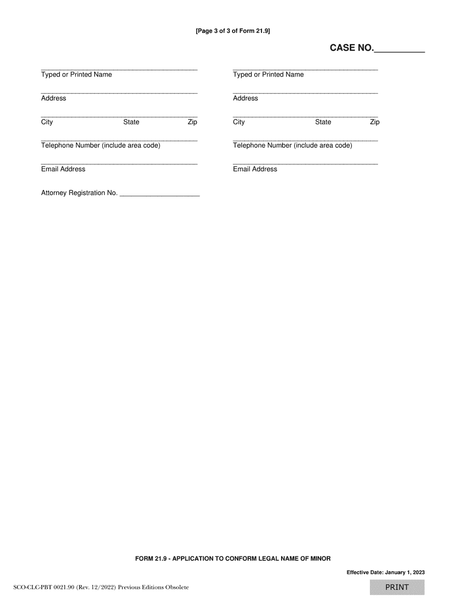 Form 21.9 (SCO-CLC-PBT0021.9) Application to Conform Legal Name of Minor - Ohio, Page 3