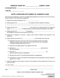 Document preview: Form 22.2 (SCO-CLC-PBT0022.2) Entry Approving Settlement of a Minor's Claim - Ohio