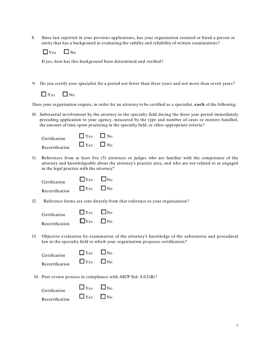Application for Reaccreditation as a Certifying Agency for Attorneys as Specialists in Ohio - Ohio, Page 3