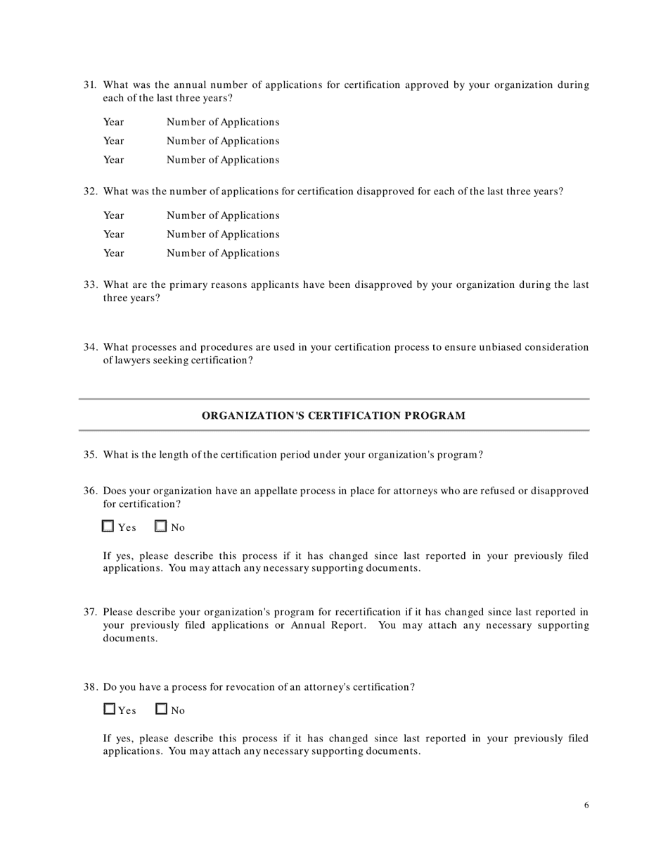 Application for Reaccreditation as a Certifying Agency for Attorneys as Specialists in Ohio - Ohio, Page 6