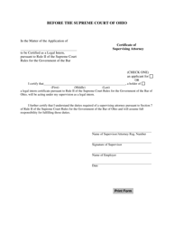 Document preview: Certificate of Supervising Attorney - Ohio
