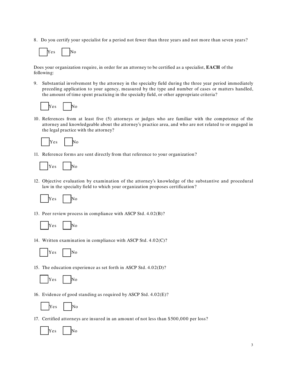 CCAS Form 2 Application for Accreditation as a Certifying Agency for Attorneys as Specialists in Ohio - Ohio, Page 3