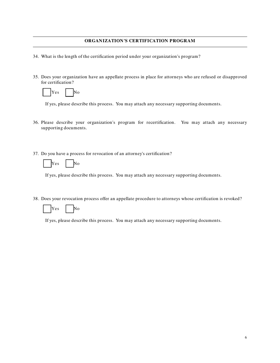 CCAS Form 2 Application for Accreditation as a Certifying Agency for Attorneys as Specialists in Ohio - Ohio, Page 6