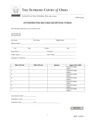 Document preview: CIE Form 6 Interpreter Record Response Form - Ohio