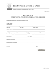Document preview: CIE Form 5 Request for Interpreter Continuing Education Record - Ohio