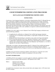 Document preview: Sign Language Interpreter Certification Application Form - Ohio