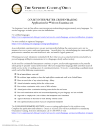 Document preview: Form SCO-CSD-LAN1323.0 Application for Written Examination for Court Interpreter Credentialing - Ohio