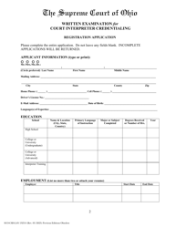Form SCO-CSD-LAN1323.0 Application for Written Examination for Court Interpreter Credentialing - Ohio, Page 2