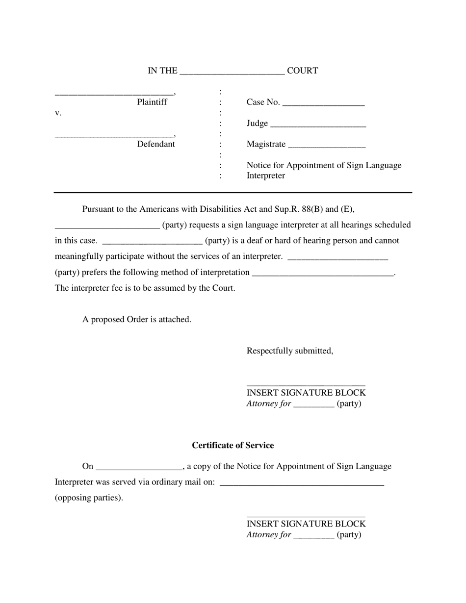 Sign Language Interpreter Appointment - Ohio, Page 1