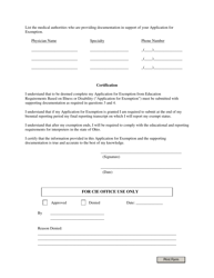 CIE Form 9 Application for Exemption From Educational Requirements - Illness or Disability - Ohio, Page 2