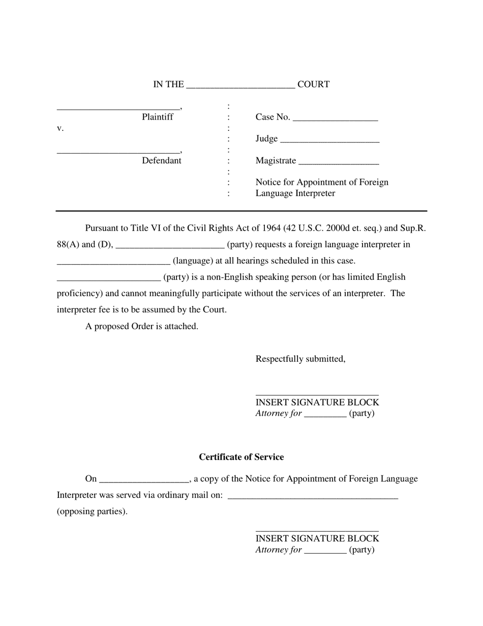 Foreign Language Interpreter Appointment - Ohio, Page 1
