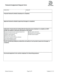 Telework Assignment Request Form - City of Dallas, Texas, Page 2