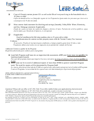 Lead-Safe Homeowner Application - City of Fort Worth, Texas (English/Spanish), Page 2