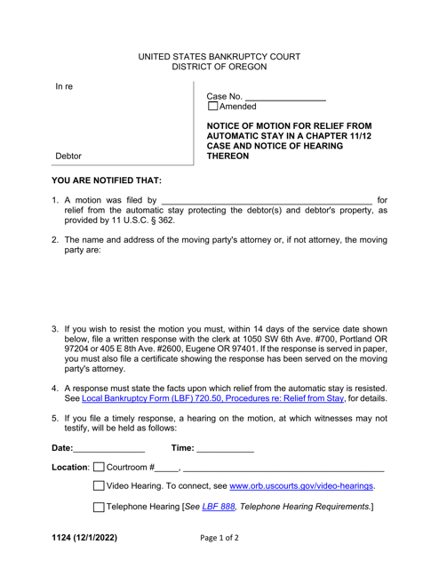 Form 1124  Printable Pdf