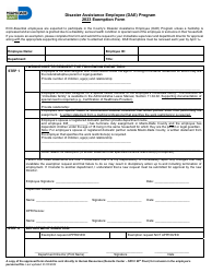 Exemption Form - Disaster Assistance Employee (Dae) Program - Miami-Dade County, Florida