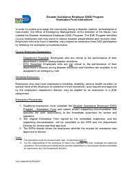 Exemption Form - Disaster Assistance Employee (Dae) Program - Miami-Dade County, Florida, Page 2