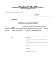 Document preview: Appearance for Respondent - Cook County, Illinois