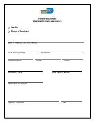 Document preview: Accidental Death Insurance Beneficiary - Miami-Dade County, Florida