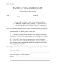 Local Form 2830 Chapter 12 Debtor&#039;s Certifications - Wisconsin