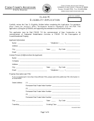 Document preview: Class 7c Eligibility Application - Cook County, Illinois
