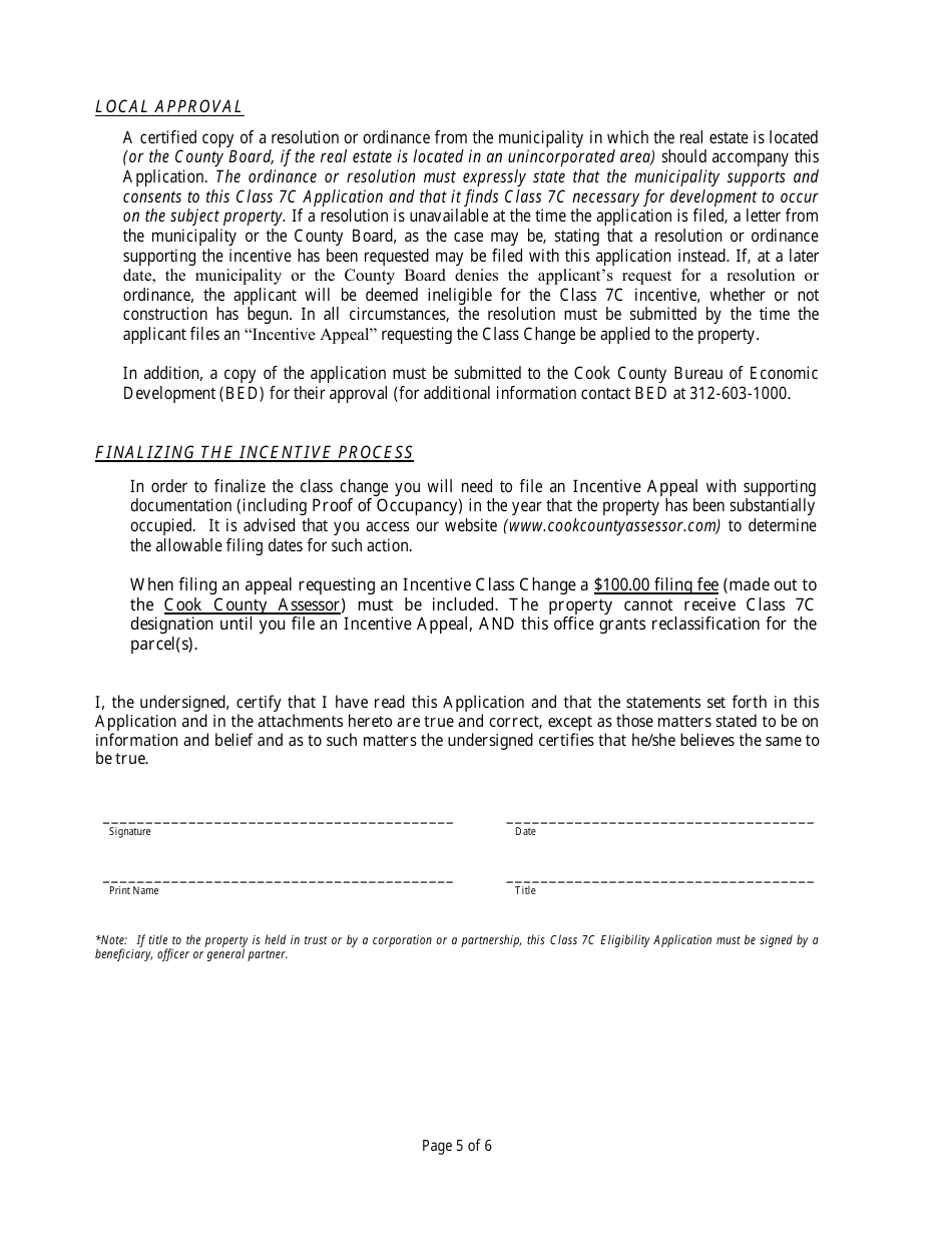 Cook County, Illinois Class 7c Eligibility Application - Fill Out, Sign ...