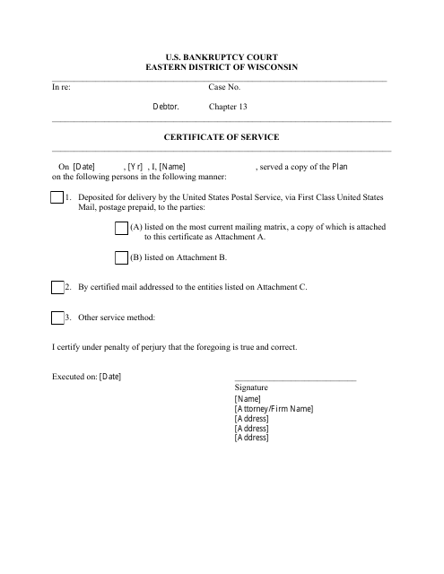 Certificate of Service - Wisconsin Download Pdf