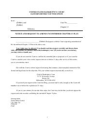 Document preview: Notice and Request to Amend Unconfirmed Chapter 13 Plan - Wisconsin