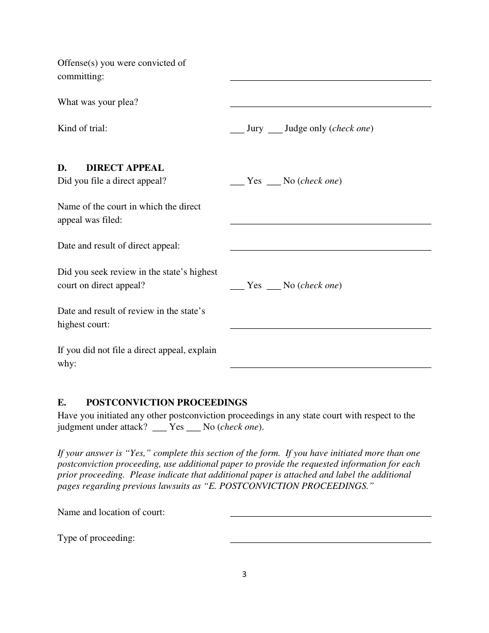 Application for a Writ of Habeas Corpus Pursuant to 28 U.s.c. 2254 - Colorado, Page 3