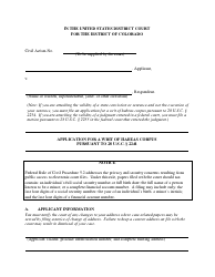 Application for a Writ of Habeas Corpus Pursuant to 28 U.s.c. 2241 - Colorado