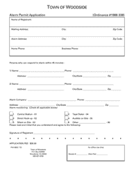 Document preview: Alarm Permit Application - Town of Woodside, California