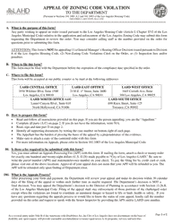 Document preview: CED Form 2 Appeal of Zoning Code Violation - City of Los Angeles, California