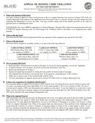 CED Form 2 Appeal of Zoning Code Violation - City of Los Angeles, California