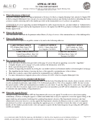 CED Form 1 Appeal of Fee - City of Los Angeles, California