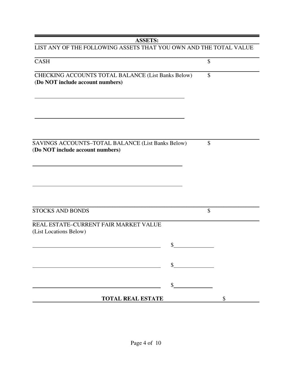 Application to Proceed in Forma Pauperis With Supporting Documentation - Tennessee, Page 4