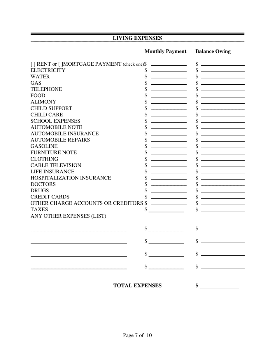 Application to Proceed in Forma Pauperis With Supporting Documentation - Tennessee, Page 7
