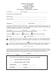 Document preview: Business License Application - Per Project - Town of Woodside, California