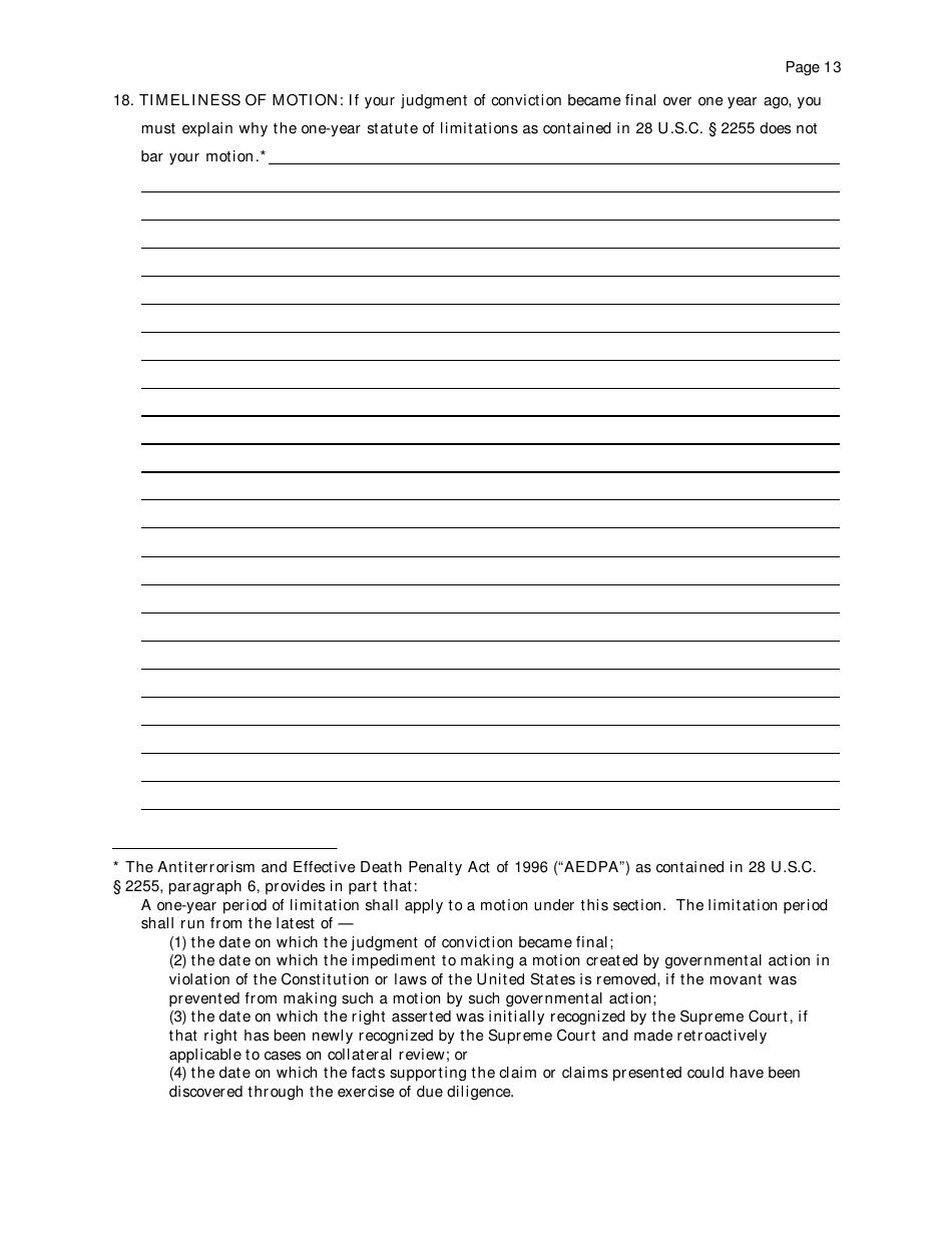 Motion Under 28 U.s.c. 2255 to Vacate, Set Aside, or Correct Sentence by a Person in Federal Custody - Tennessee, Page 13